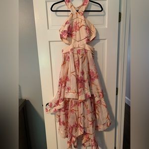 Lulus Cutout Pink Floral Layered Dress